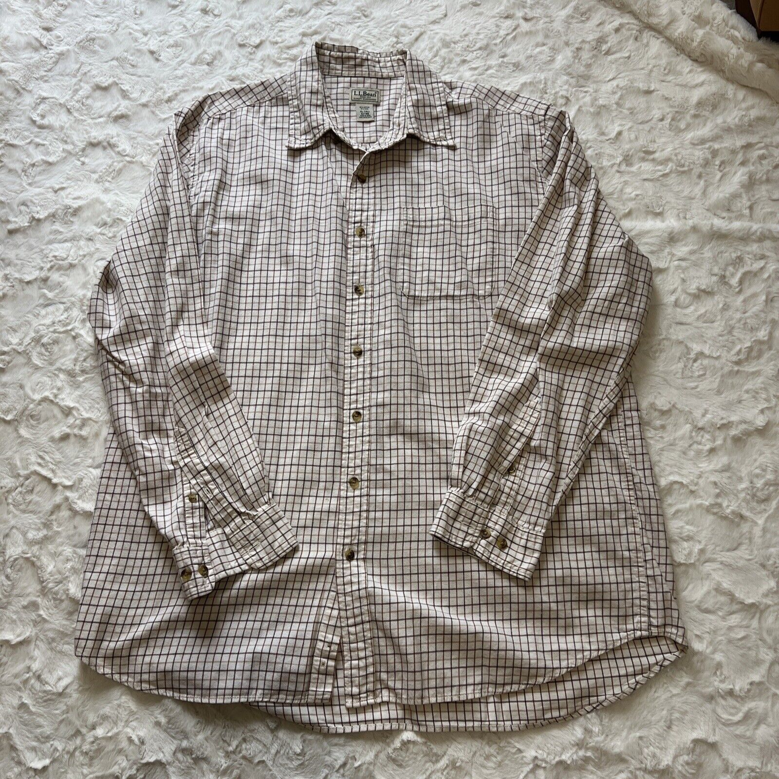 L.L. Bean LL Bean Men XLT Brown Plaid Check Button Down Fitted Shirt Size US XL / EU 56 / 4 - 1 Thumbnail