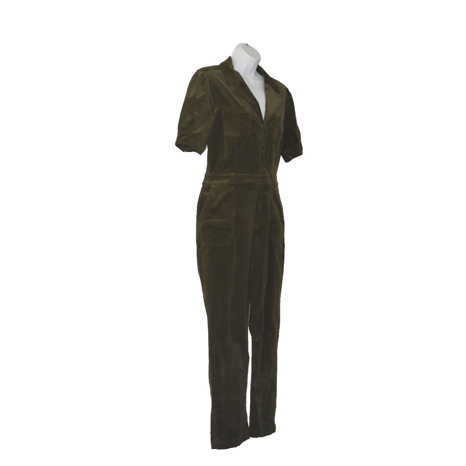 Paige NWOT PAIGE Dark Olive Corduroy Straight Ankle Jumpsuit Sz 4 Size 27" / US 4 / IT 40 - 2 Thumbnail