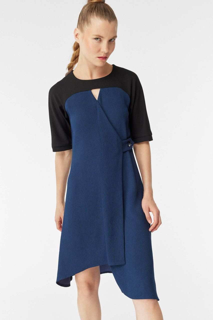 Cop Copine COP COPINE NAVY ASYMMETRICAL NEPTUNI ROSE RARE DRESS SZ 34 Size XS / US 0-2 / IT 36-38 - 4 Thumbnail