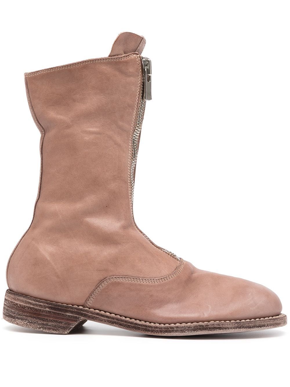 image of Guidi 310 Horse Leather Front Zip Military Boots in Dusty Rose, Women's (Size 6)