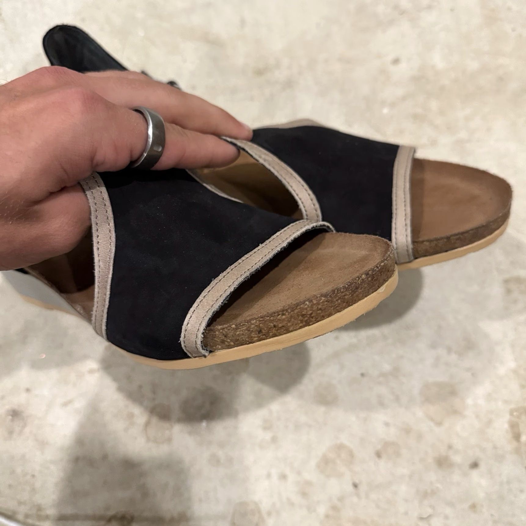 Vintage Naot Fiona Silver Suede Women's Strappy Wedge Sandals EU-42 US-11 Size US 11 / IT 41 - 3 Thumbnail