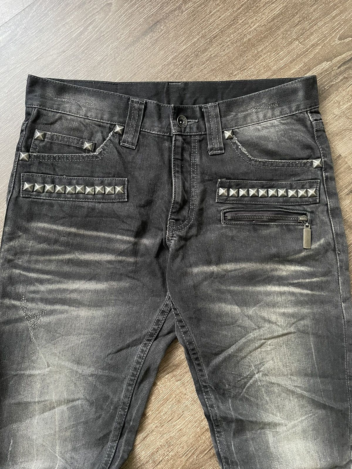 If Six Was Nine Semantic Design Punk Spiked Denim Size US 31 - 2 Thumbnail