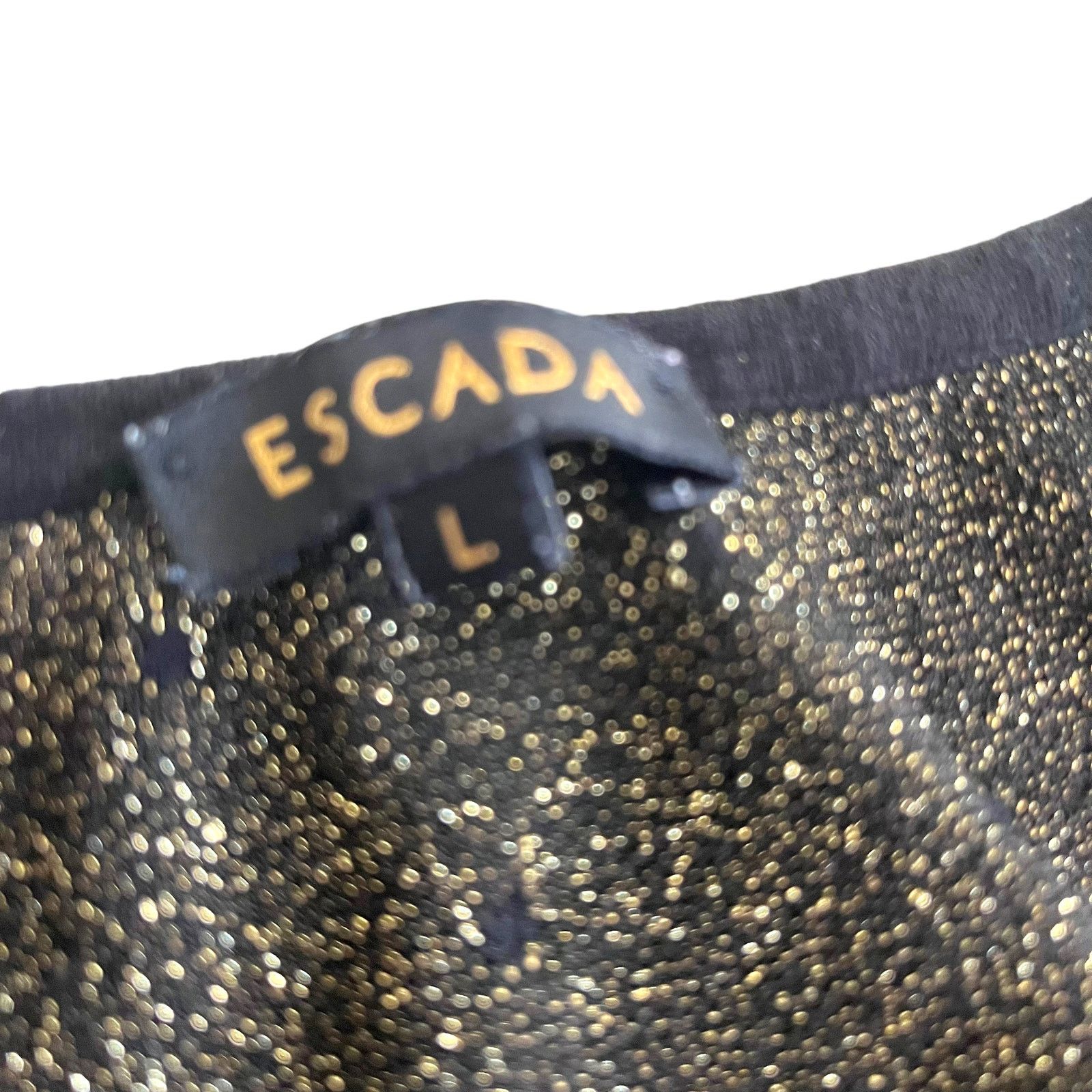 Escada Escada black gold dot knit short sleeve sweater size Large Size L / US 10 / IT 46 - 4 Thumbnail