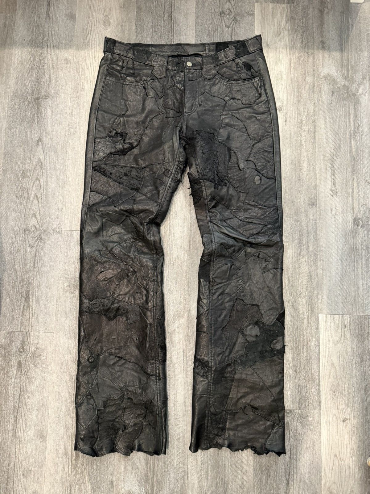 yasuyuki ishii ifsixwasnine レザーパンツハンドメイド Yasuyuki Ishii Leather Patchwork Pants – Paroxa Studios