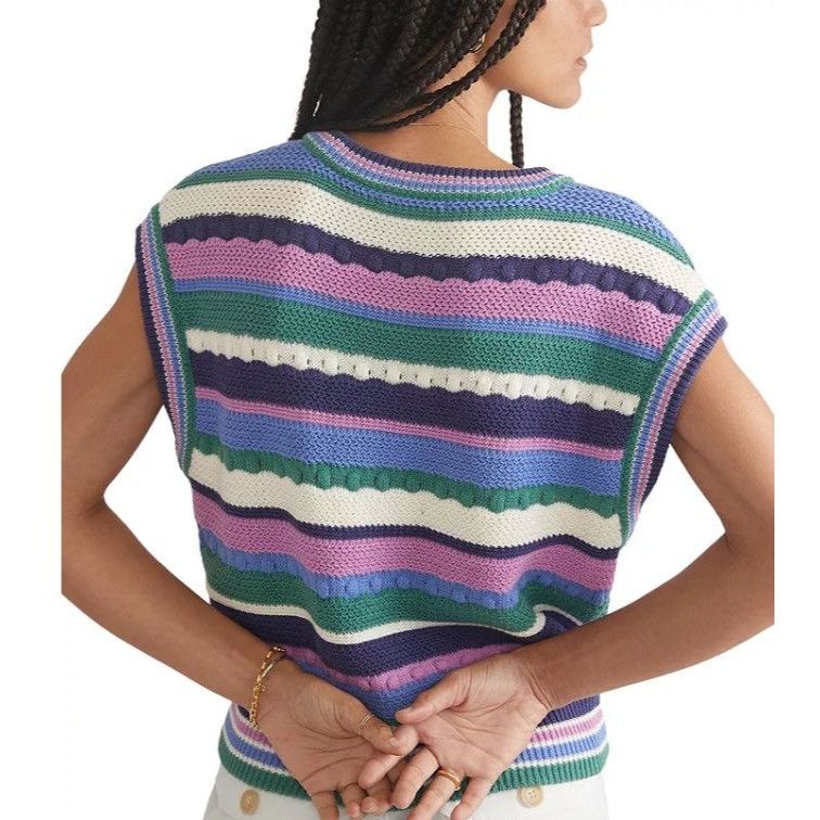 Marine Layer Marine Layer Rory Crochet Vest Cool Stripe Sleeveless Top Kn Size S / US 4 / IT 40 - 11 Thumbnail