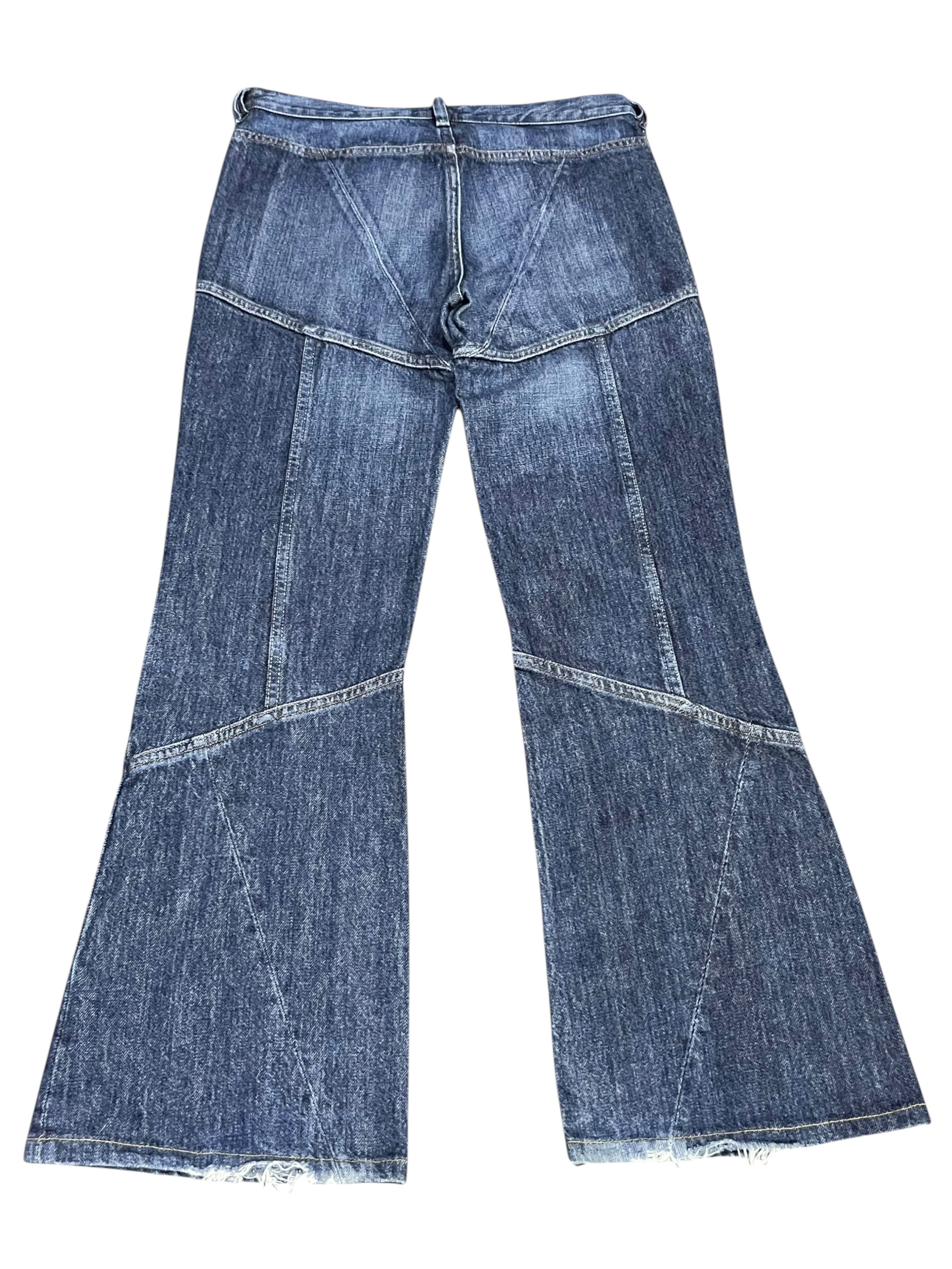 Diesel × Kapital × Vintage FYE🔥Vintage DIESEL INDUSTRY ITALY Spliced Denim Flare Jeans Size 29" - 2 Thumbnail