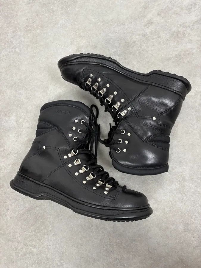 Prada SS2000 Prada Black Leather Ankle Metallic Boots Size US 8 / IT 38 - 6 Thumbnail