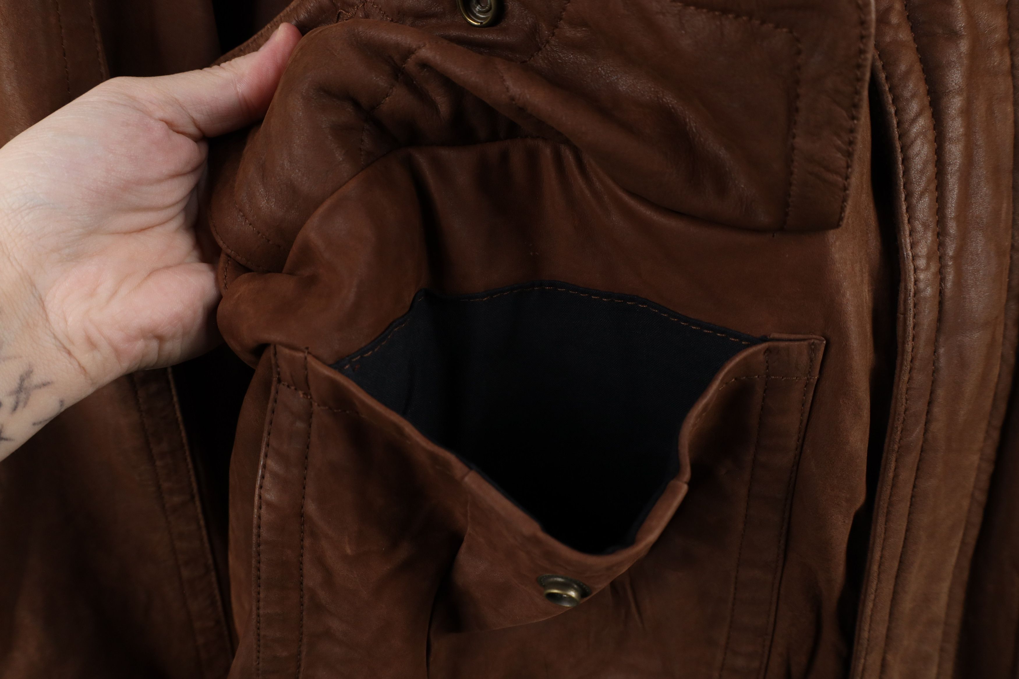Vintage Vintage 90s Streetwear Quilted Leather Bomber Jacket Brown Size US XXL / EU 58 / 5 - 7 Thumbnail