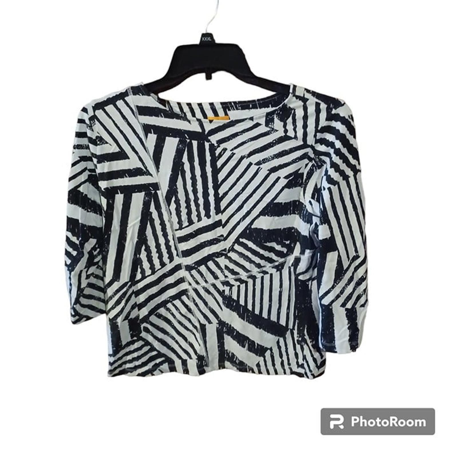 Other Ruby Rd Blouse Black & White Zebra Print Top 3/4 Sleeves Size L / US 10 / IT 46 - 1 Thumbnail