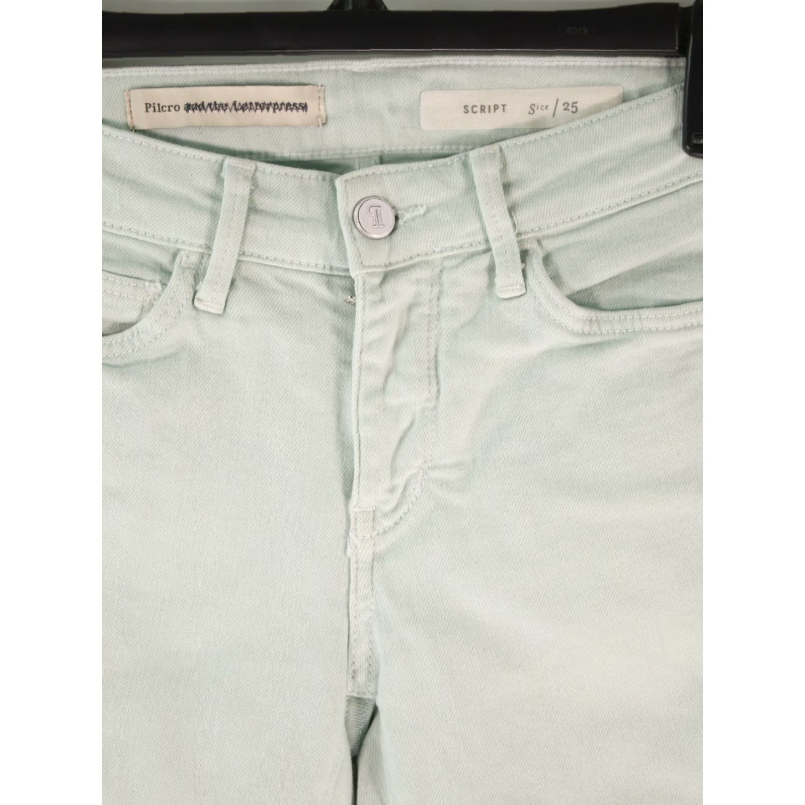 Vintage VINTAGE Pilcro & the Letterpress Script Jeans Women 25 Mint Green Raw Hem Skinny Ankle High Rise 25 Womens jeans Size ONE SIZE - 2 Thumbnail