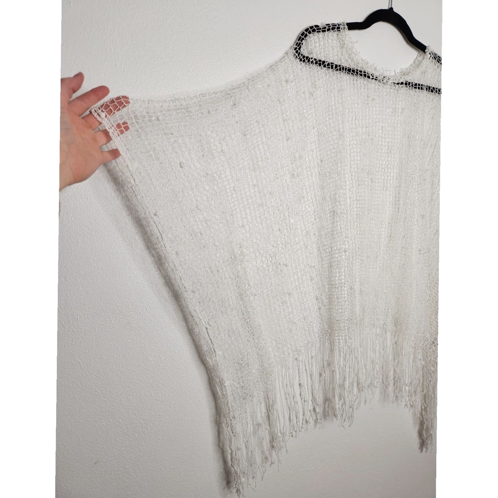 Vintage VINTAGE Mermaid Sequin White Crochet Lace Beach Swimsuit Cover Top One Size Dorado Cover Up Women Size ONE SIZE - 2 Thumbnail