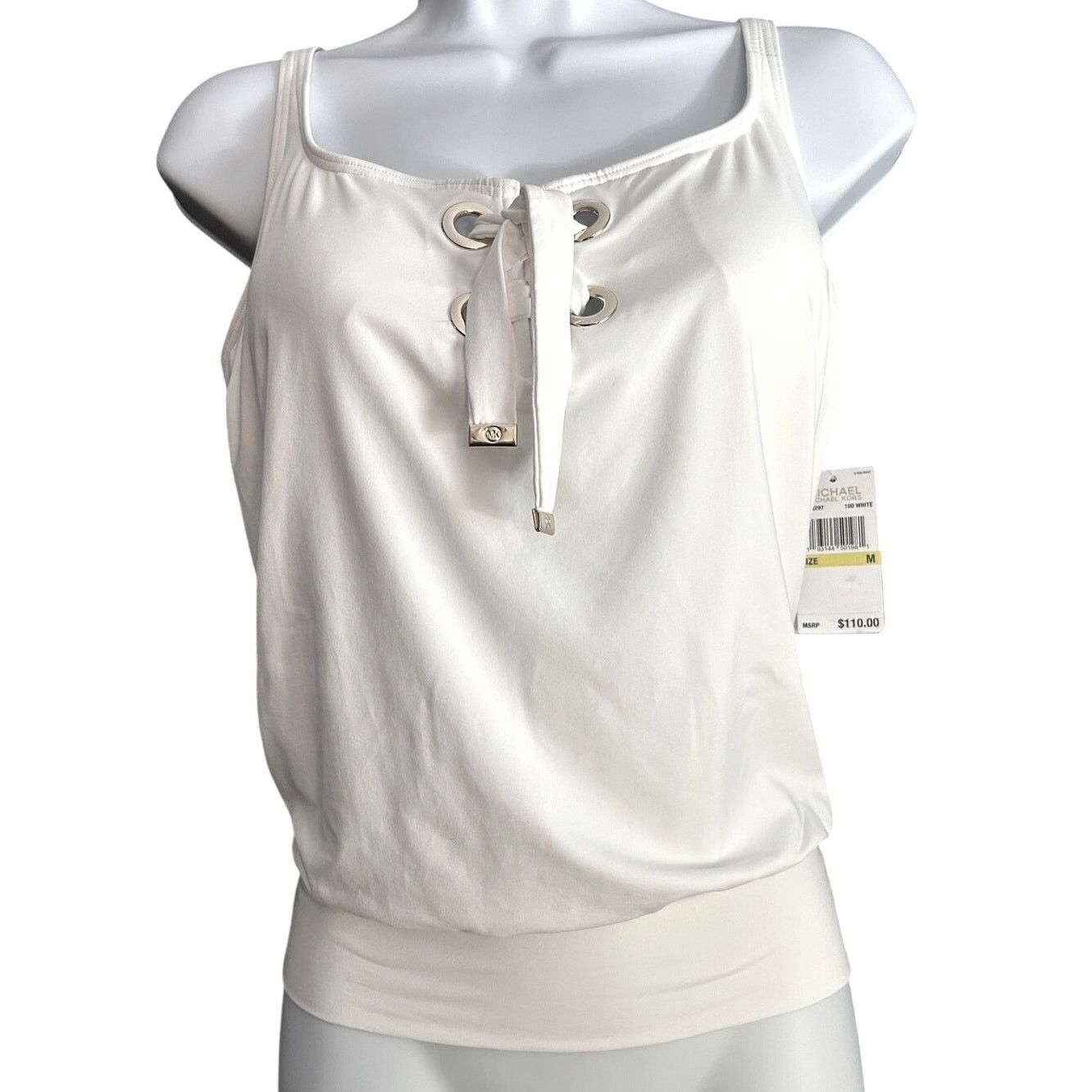 Michael Kors Michael Kors Tankini Swim Top Size M, White, Gold Grommets Size M / US 6-8 / IT 42-44 - 1 Thumbnail