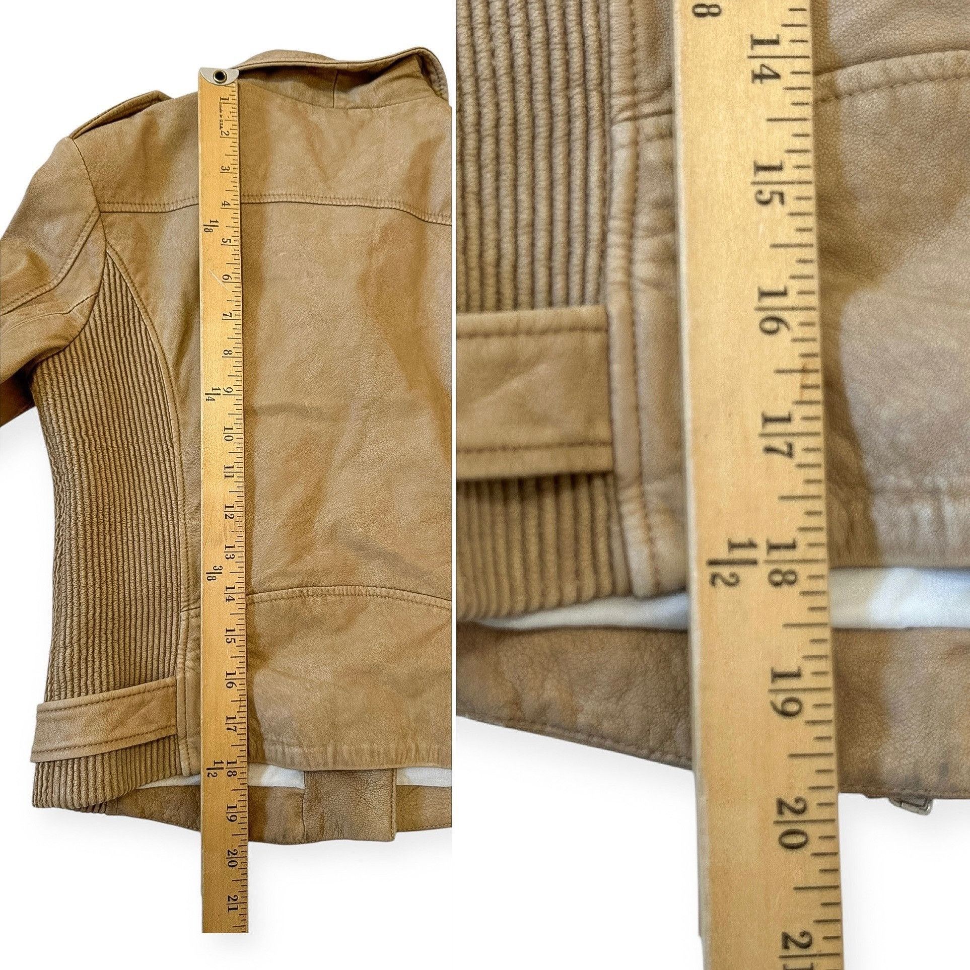 Iro IRO Evana Double Zip Leather Biker/Moto Jacket in Beige, Si Size XS / US 0-2 / IT 36-38 - 15 Thumbnail