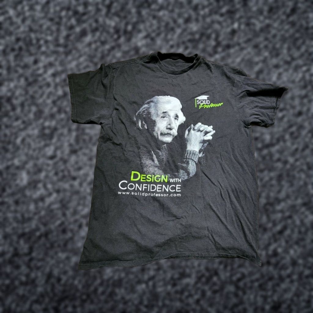 Vintage VINTAGE Unbranded Mens M Black Solid Graphic T-Shirt Einstein Professor 90s Funny Size US M / EU 48-50 / 2 - 1 Thumbnail