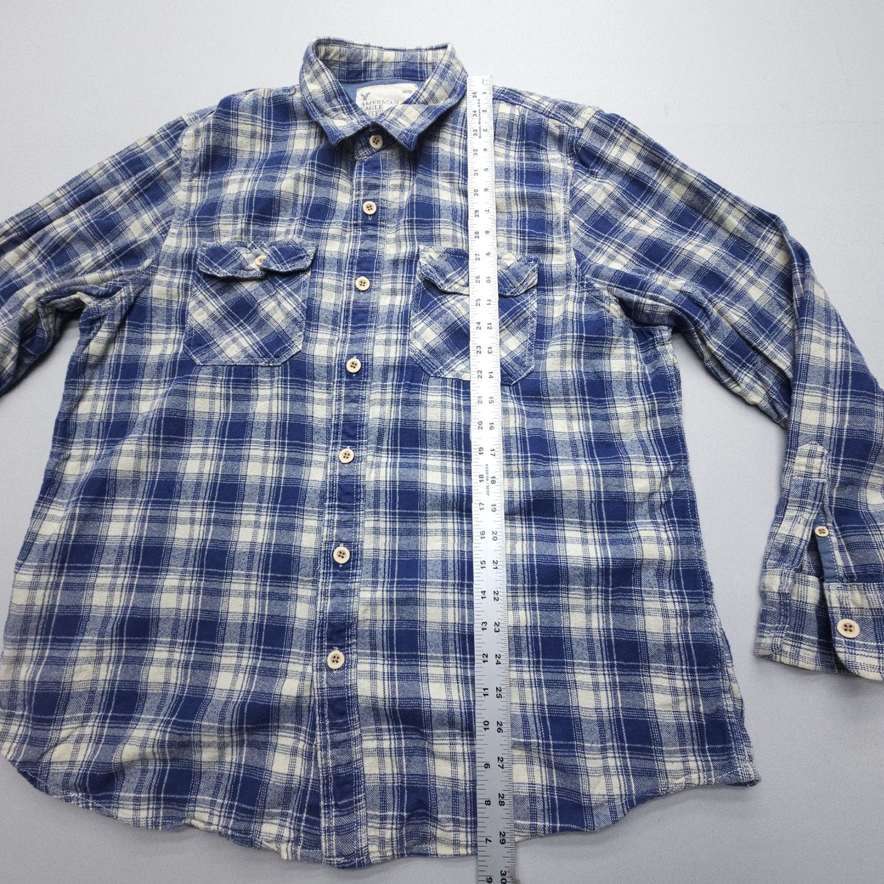 American Eagle Outfitters American Eagle Outfitters Button-Up Shirt Mens 2XL Blue Plaid Cotton Flannel Long Sleeve Classic Outdoor Casual Shirt Size US XXL / EU 58 / 5 - 5 Thumbnail