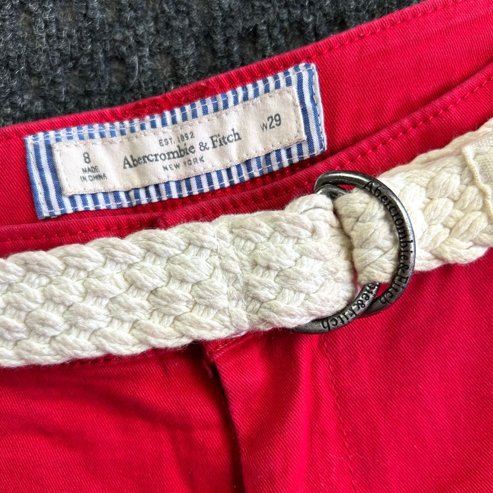 Abercrombie & Fitch VINTAGE Abercrombie & Fitch Womens Chino Shorts Red Belted Cuffed 8 29 90s Y2K Boots? Size 30" / US 8 / IT 44 - 2 Thumbnail