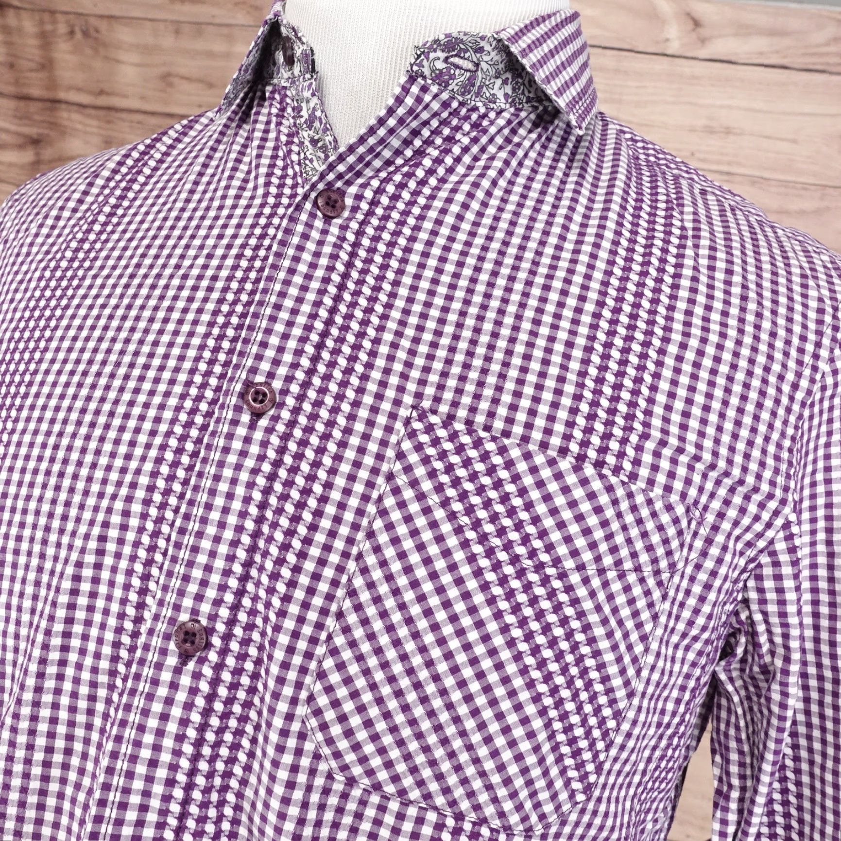 English Laundry English Laundry unisex adult long sleeve check button-up shirt size M purple casual formal workwear 2020s Size US M / EU 48-50 / 2 - 2 Thumbnail