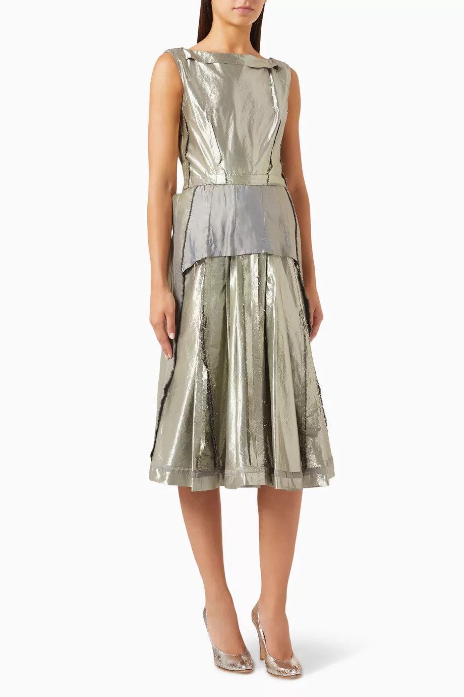 Maison Margiela o1y0625 Midi Dress in Silver Size XS / US 0-2 / IT 36-38 - 1 Thumbnail