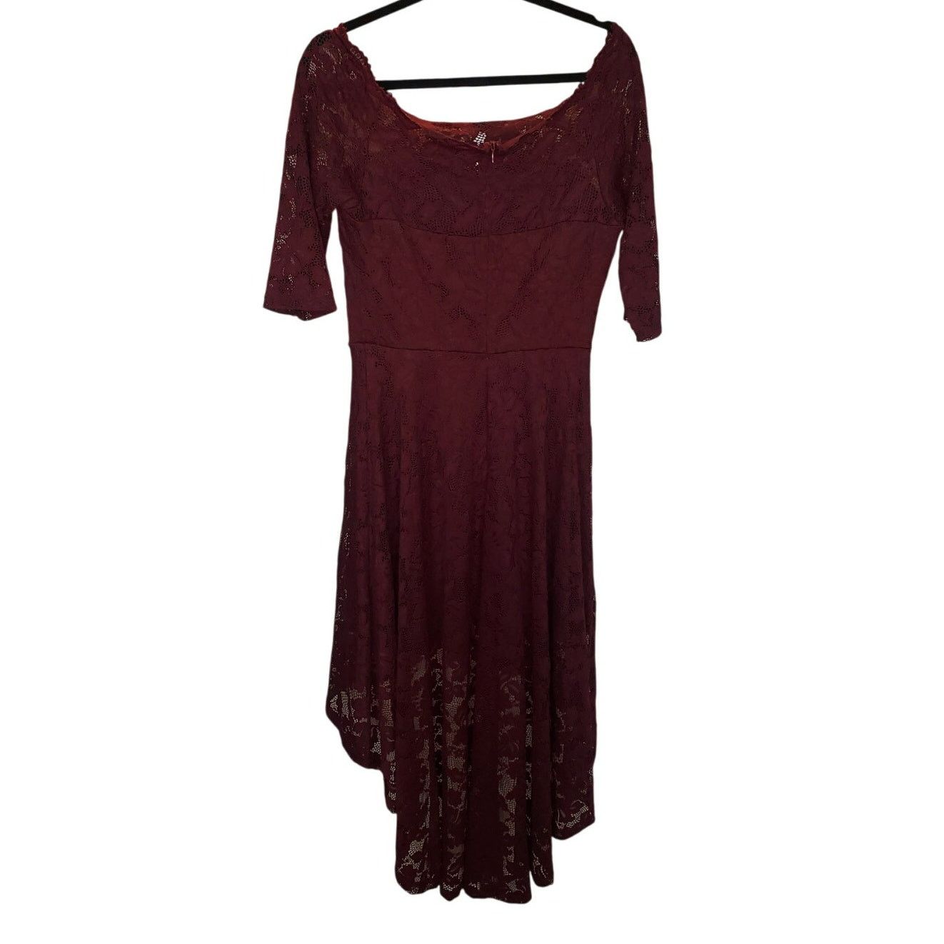 Other Muadress Burgundy Lace Off Shoulder High Low Dress Size L Size L / US 10 / IT 46 - 3 Thumbnail