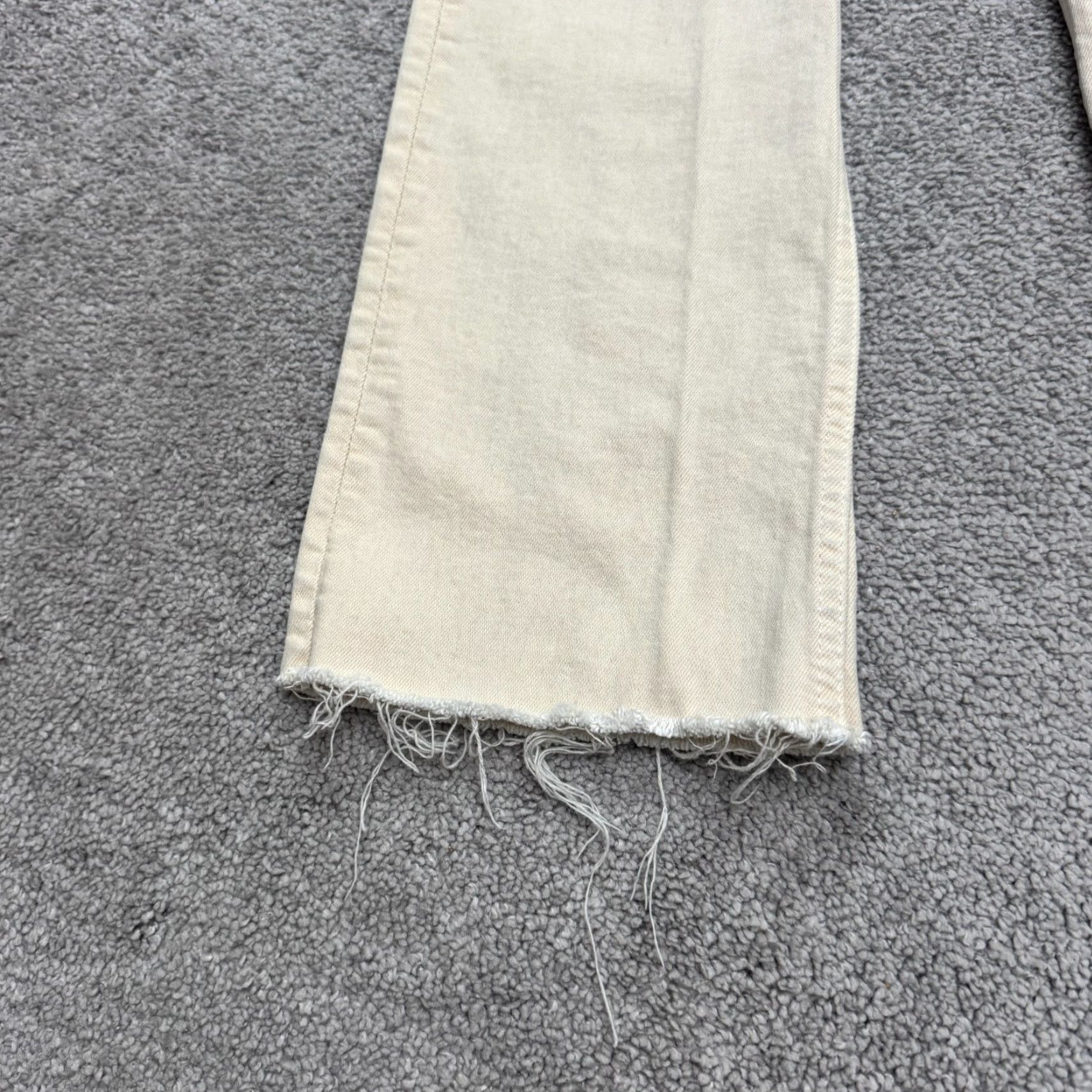Everlane Zara Jeans Womens 2 Beige High Rise Straight Leg Cropped Ankle Denim Raw Hem Size 27" / US 4 / IT 40 - 6 Thumbnail
