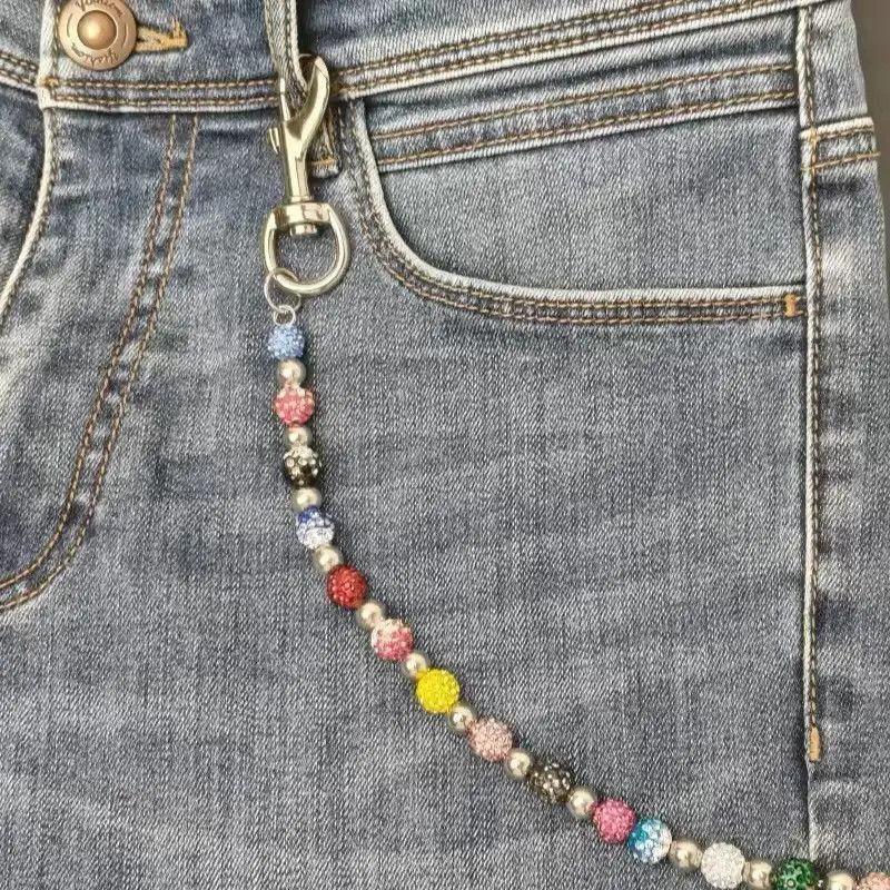 Jewelry Round Bead Rhinestone Multicolor Punk Pants Chain Size ONE SIZE - 9 Thumbnail