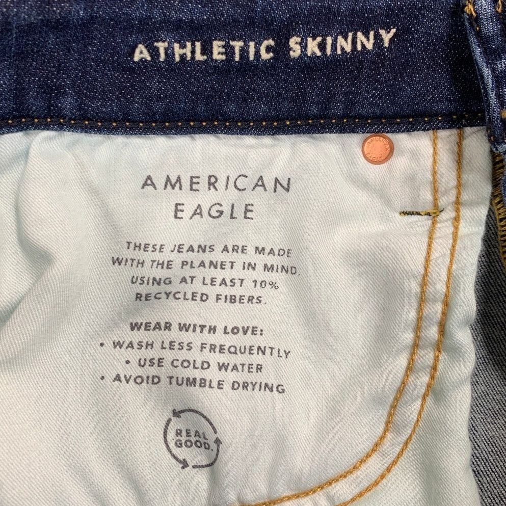 American Eagle Outfitters New AEO Mens Size 31 X 32 Athletic Skinny Denim Blue Jeans Size US 31 - 8 Thumbnail