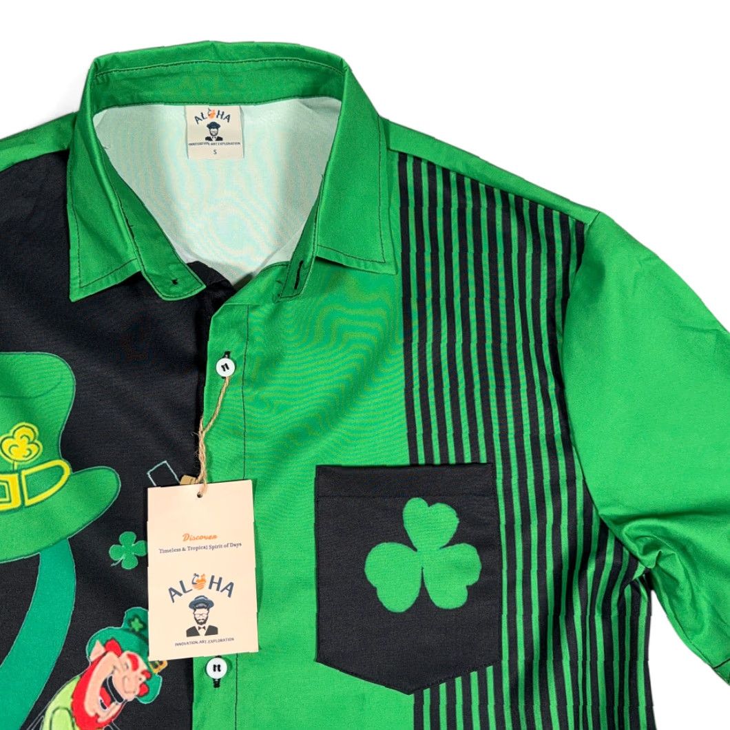 ALOHAS St Patricks Day Shirt Adult SMALL Green Black Aloha Hawaiian Holiday Leprechaun Shirt Size US S / EU 44-46 / 1 - 2 Thumbnail