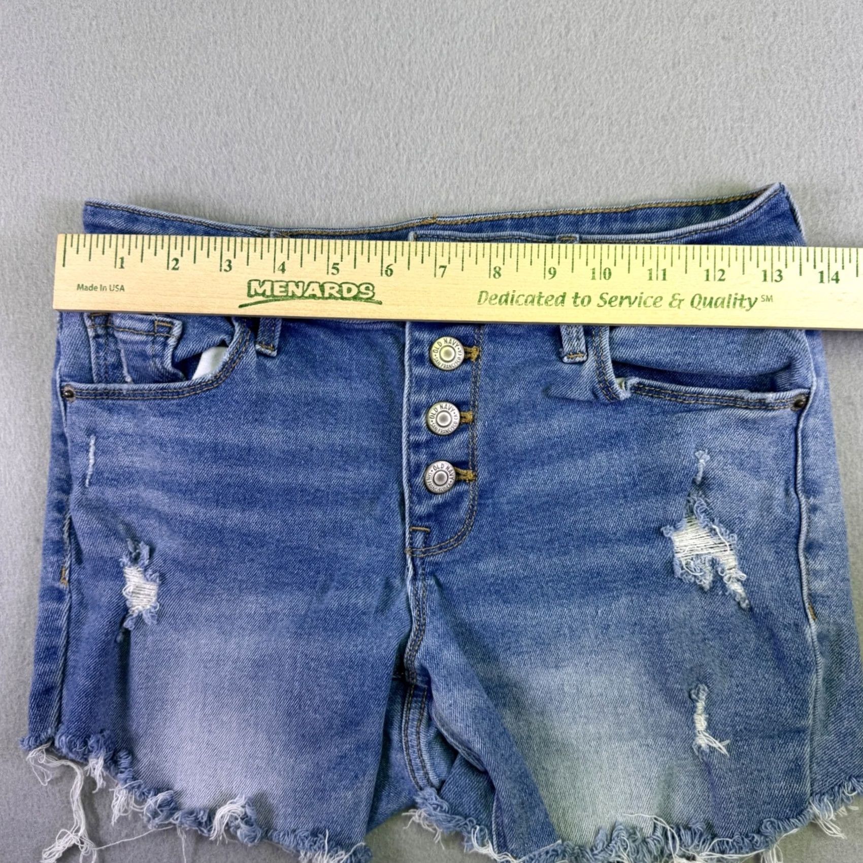 Old Navy Old Navy Rockstar Super Skinny Jean Shorts Blue Distressed Button Fly Size 4 Womens Denim Cut-Off Distressed Jeans Summer Festival Size 27" / US 4 / IT 40 - 2 Thumbnail