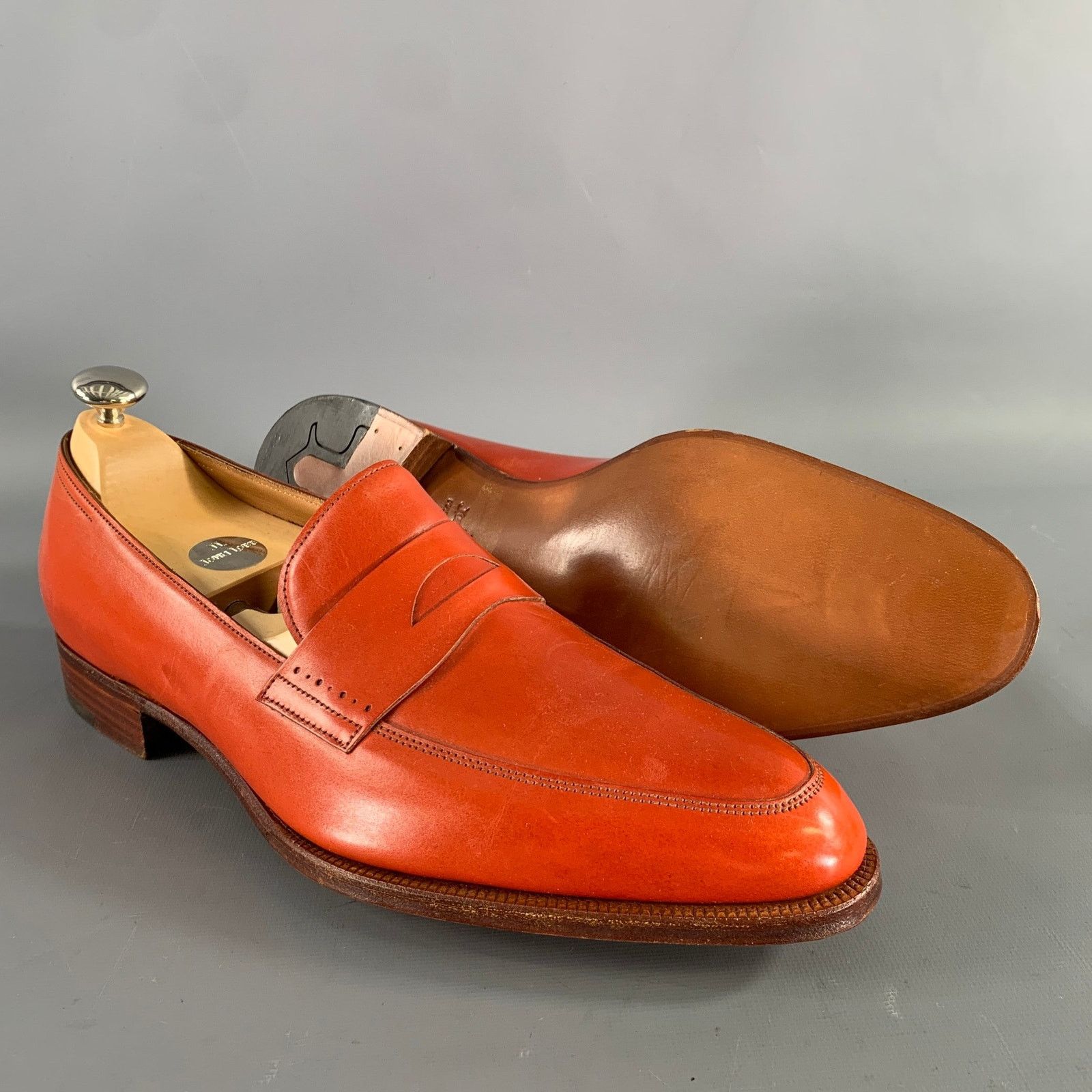 John Lobb JOHN LOBB Size 9 Orange Red Leather Penny Loafers Size US 9 / EU 42 - 5 Thumbnail