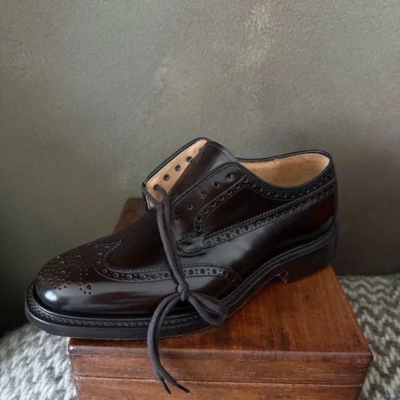 Church's Church's BROOKLAND Dark Brown Leather Wingtip Derby Shoes Size US 7 / EU 40 - 1 Thumbnail