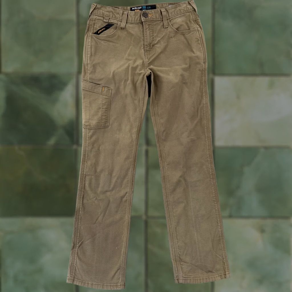 Ariat Ariat Rebar M7 Pants Mens 30x32 Khaki Stretch Slim Straight Leg Workwear Cargo 5-Pocket Mens Regular Khaki Ariat M7 Cowboy Outdoor Jeans? Size US 30 / EU 46 - 1 Thumbnail