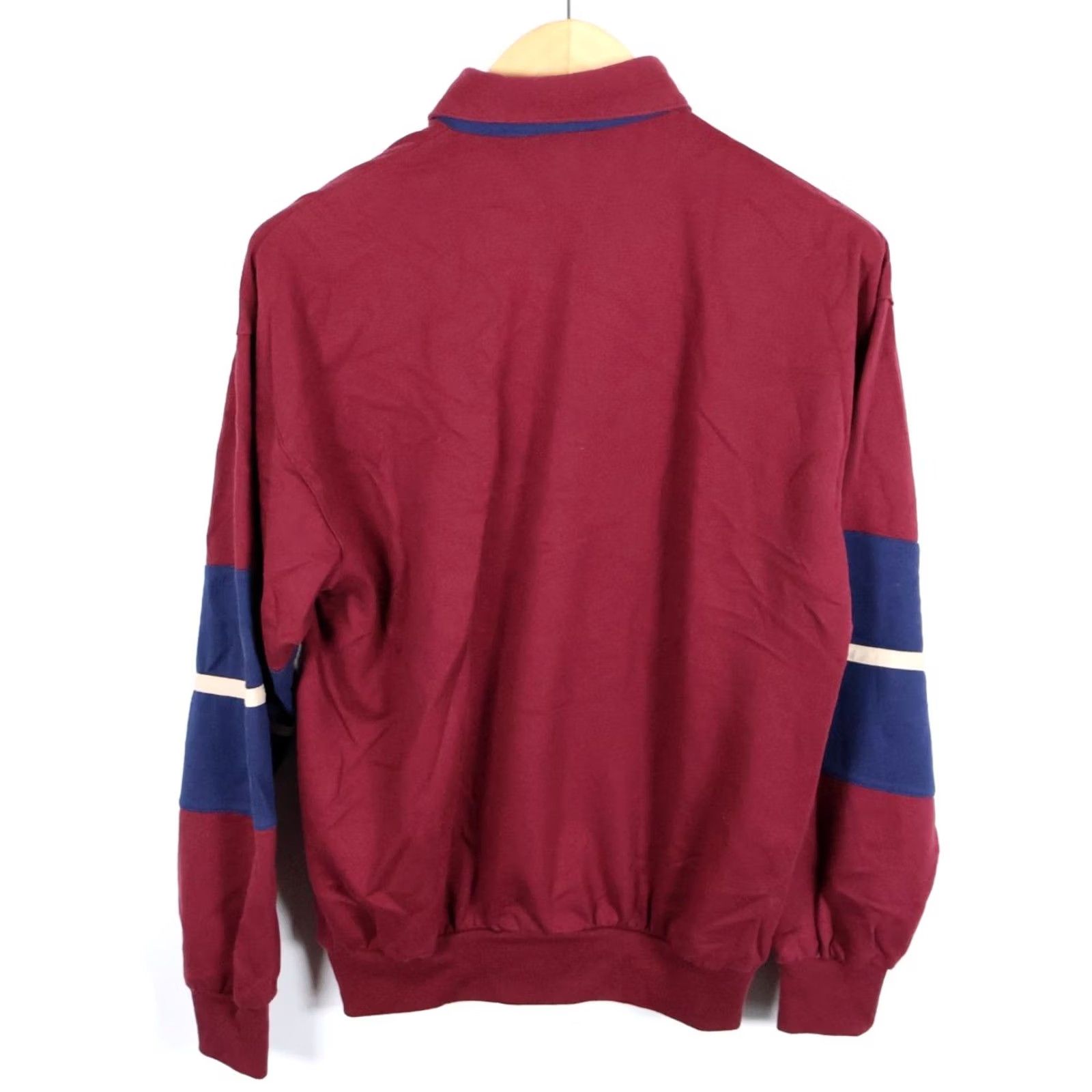Vintage Palmland Long Sleeve Polo Shirt Men's Medium Dark Red Blue Stripe Retro VTG Shirt Mens Medium Red Blue Stripe Polo Size US M / EU 48-50 / 2 - 2 Thumbnail