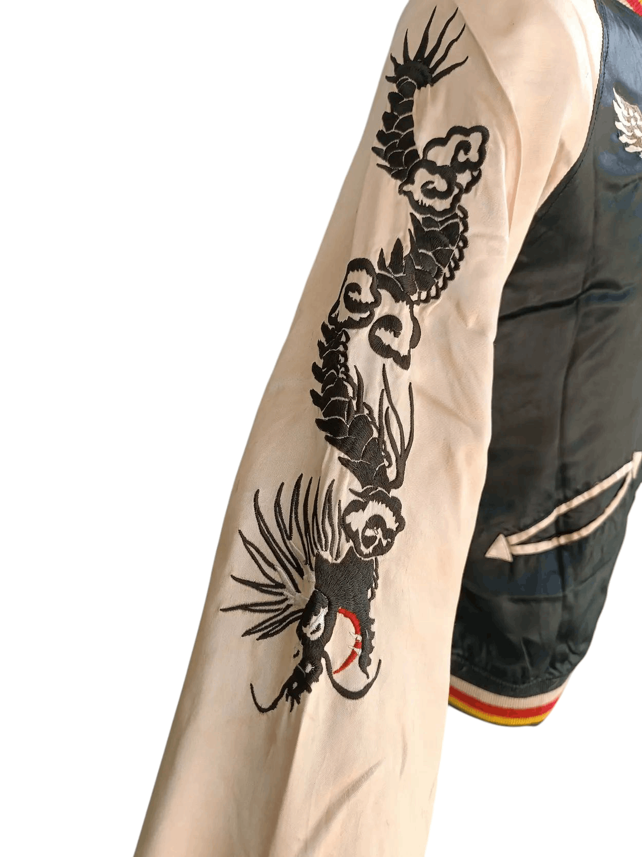Japanese Brand RARE Houston Japan Sukajan Embroidery Satin Sweater SW008 Size US L / EU 52-54 / 3 - 4 Thumbnail
