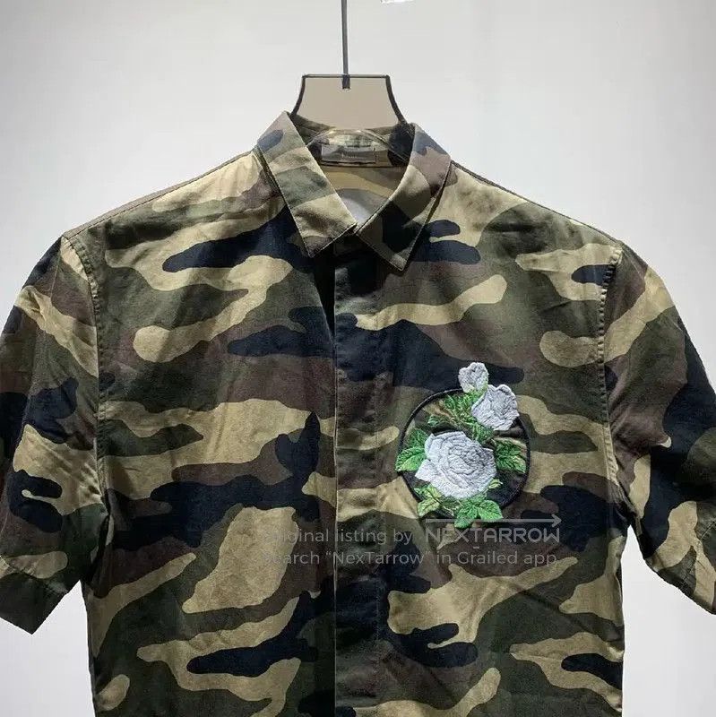 Dior Dior Green Camo Cotton Short Sleeve Shirt . Size US S / EU 44-46 / 1 - 3 Thumbnail