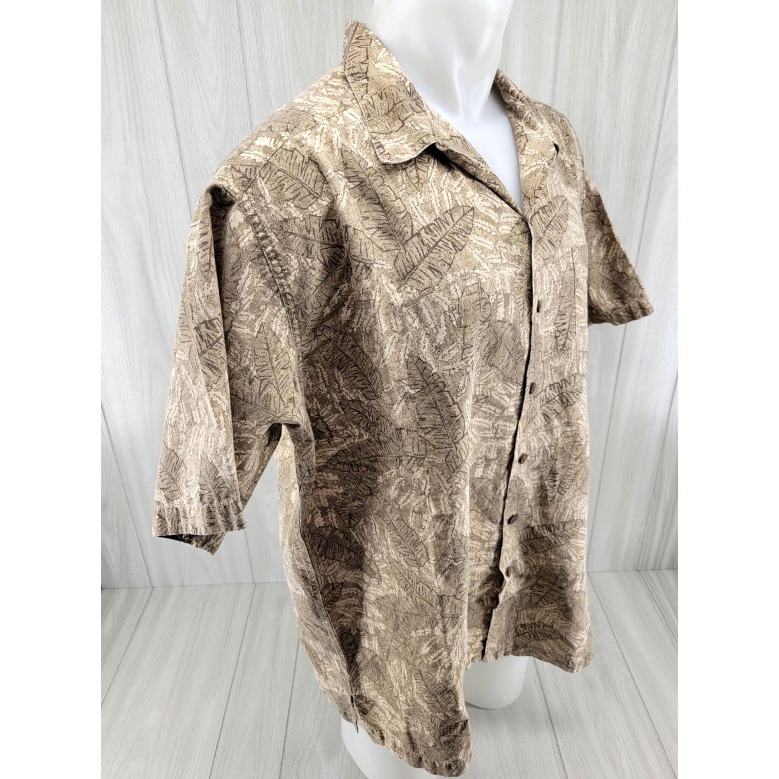 Vintage L.L. Bean Hawaiian Shirt Mens XL Reg Short Sleeve Button Up Tan Size US XL / EU 56 / 4 - 6 Thumbnail