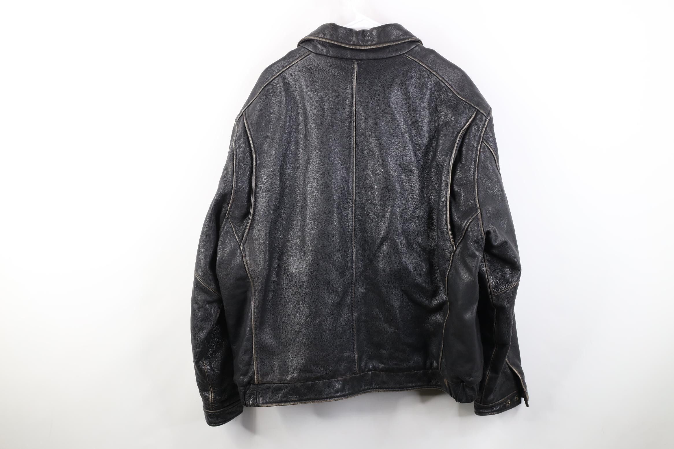 Vintage Vintage 90s Y2K Streetwear Leather Bomber Jacket Black Size US XL / EU 56 / 4 - 16 Thumbnail