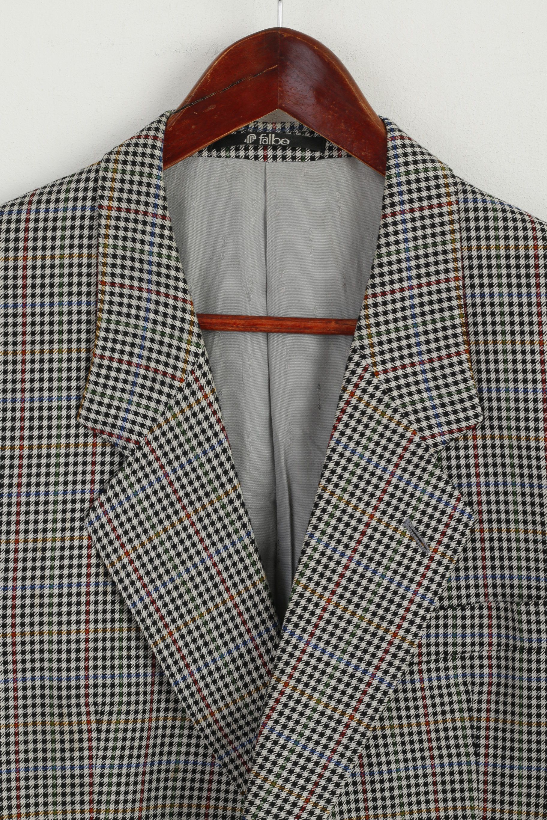 Vintage Falbe Dormeuil Men 38 Blazer Wool Houndstooth 7309 Size 38R - 3 Thumbnail