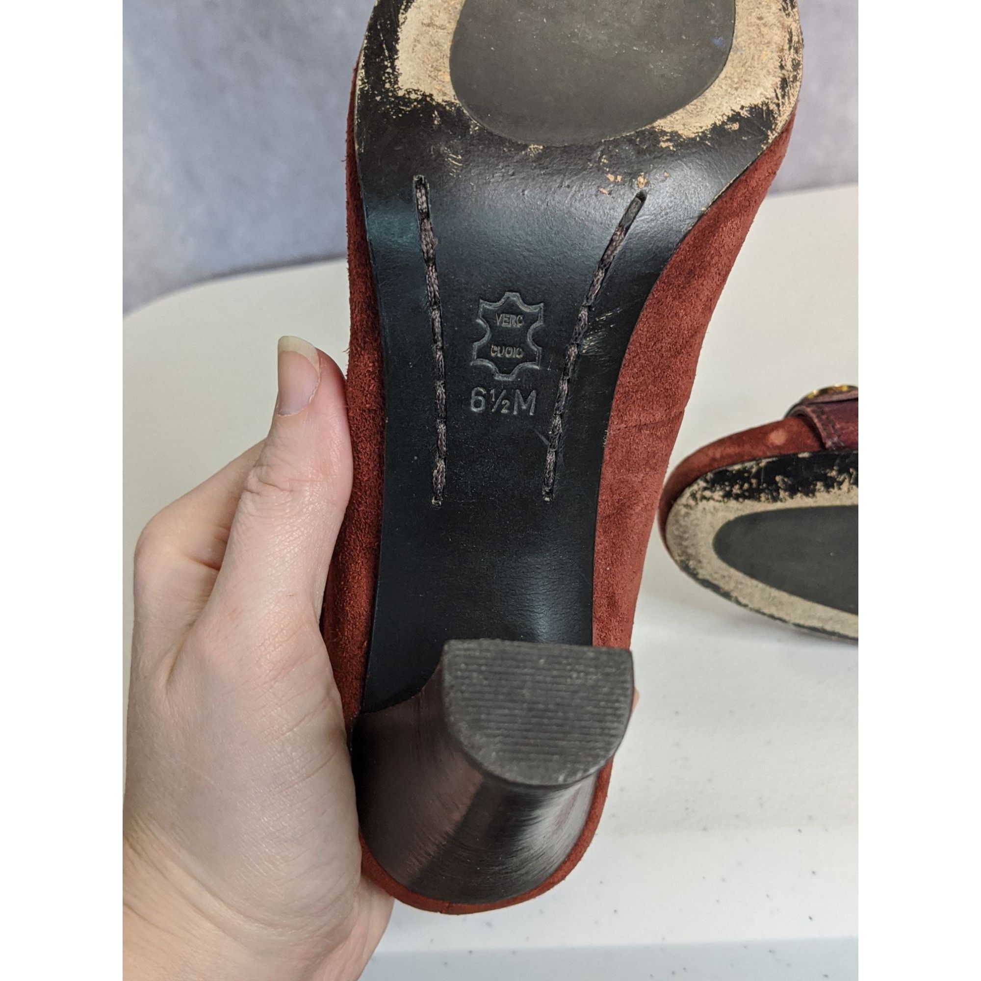 Michael Kors Michael Michael Kors Burnt Sienna Suede Heels With Gold Deta Size US 6.5 / IT 36.5 - 9 Thumbnail