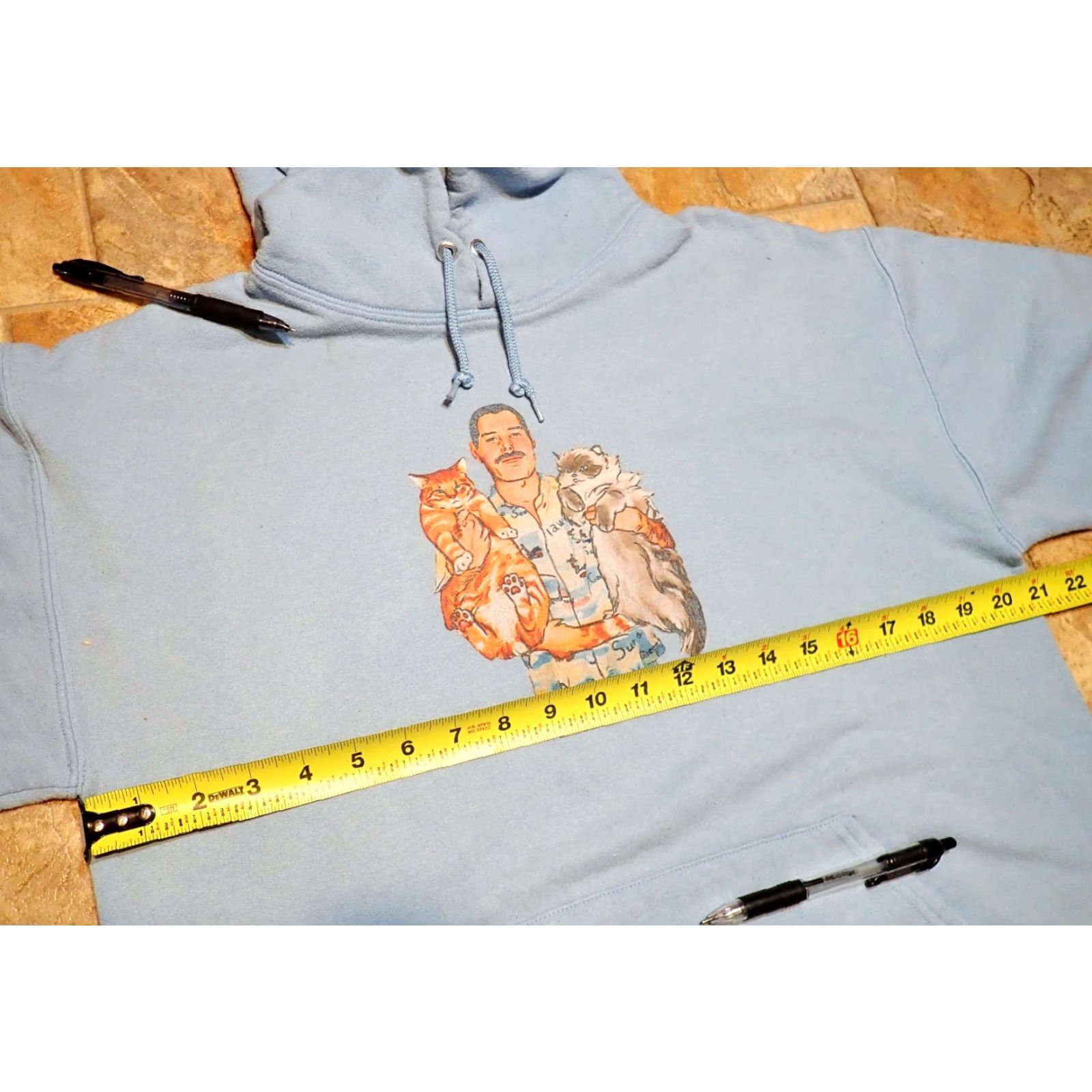 Jerzees VINTAGE Jerzees Hoodie Mens Adult M Blue Freddie Mercury Cats Print Hoodie Size US M / EU 48-50 / 2 - 5 Thumbnail