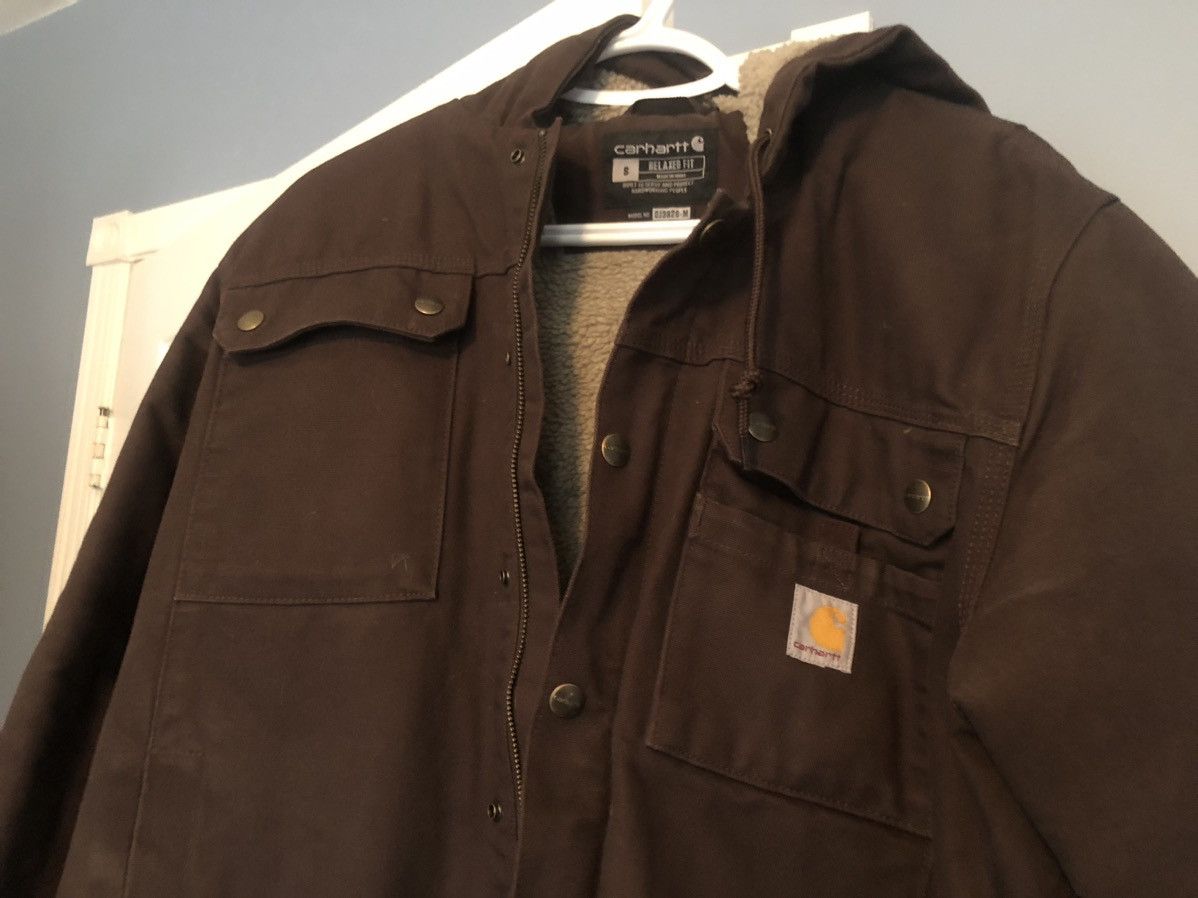 image of Vintage Carhartt Sherpa Lined Jacket in Brown, Men's (Size Small)