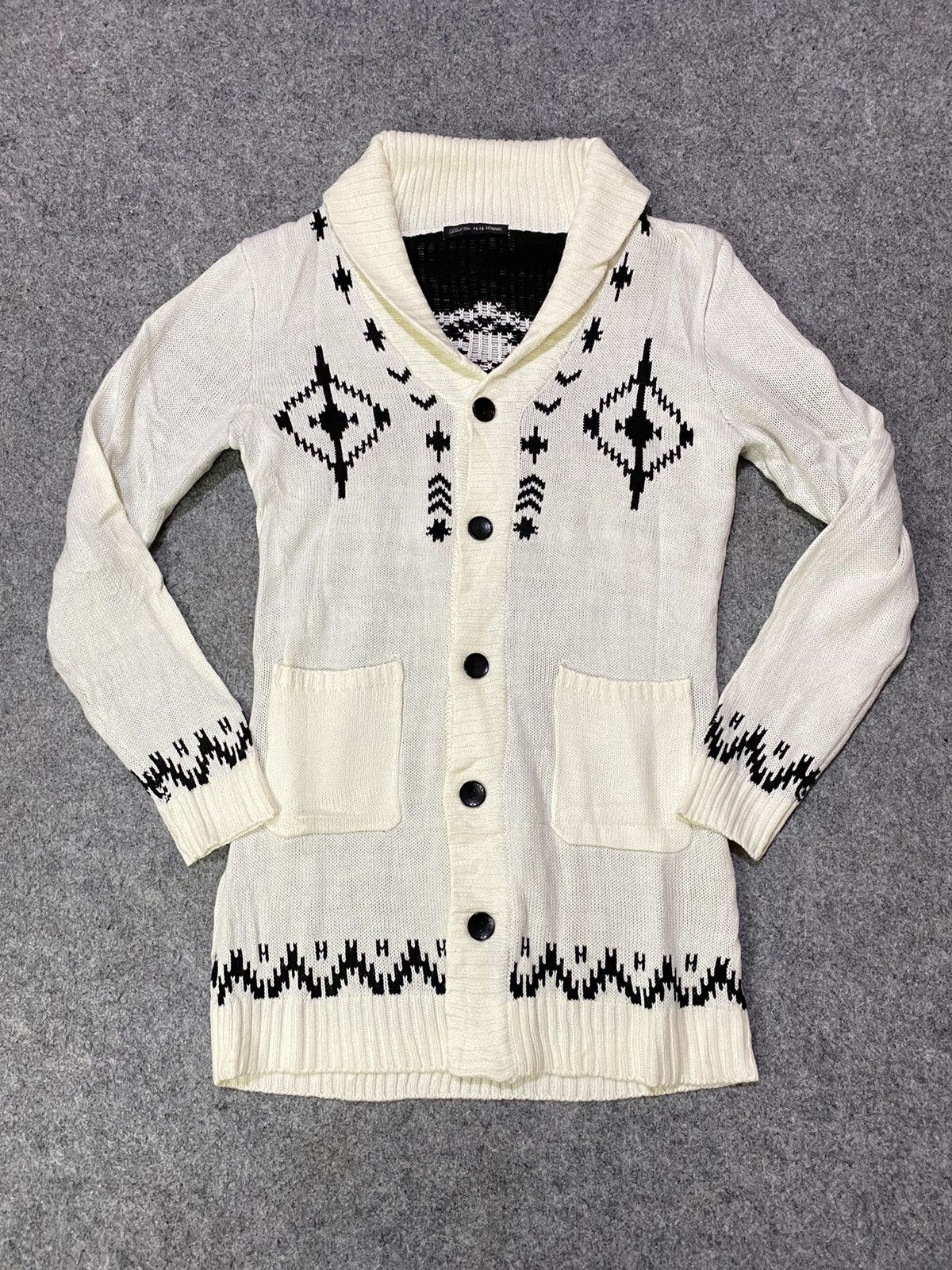 Designer × Issey Miyake × Japanese Brand Rare Tete Homme Issey Miyake Wool Navajo Cardigan Size US M / EU 48-50 / 2 - 1 Thumbnail