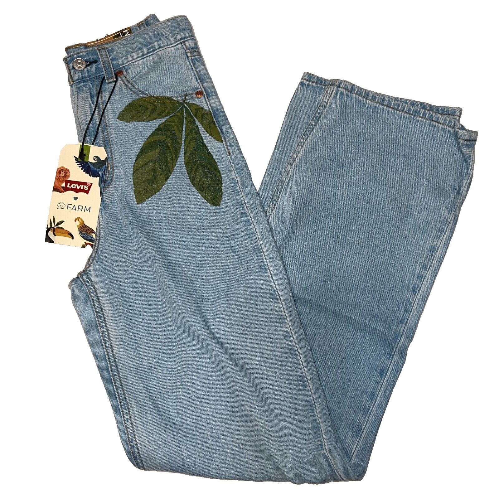 Levi's New Levi’s X Farm High Loose Women’s Jeans Parrot Size 23X31 Size 23" - 2 Thumbnail