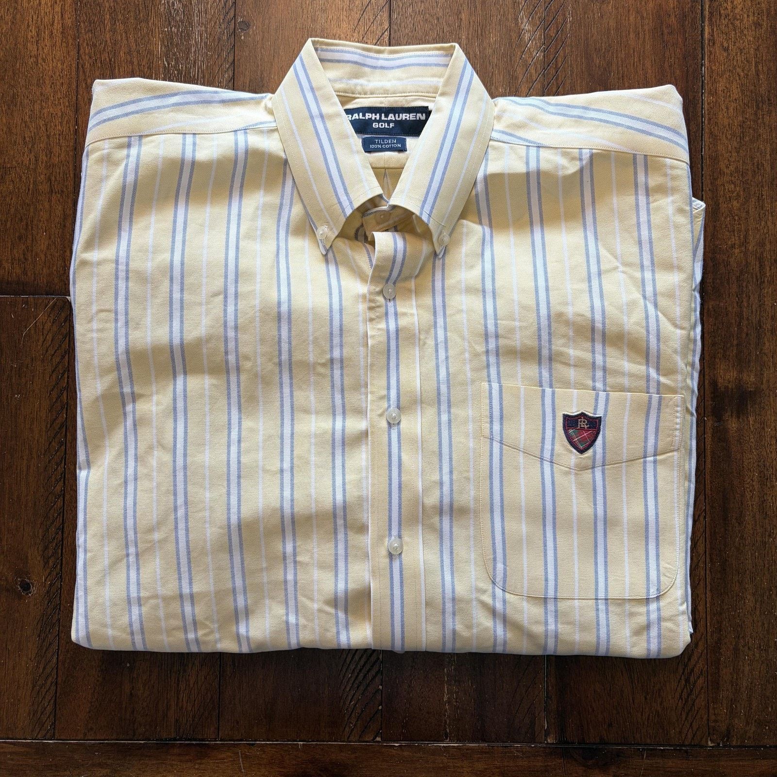 Ralph Lauren Ralph Lauren Golf Shirt Mens L Yellow Stripe Tilden Button Size US L / EU 52-54 / 3 - 2 Thumbnail