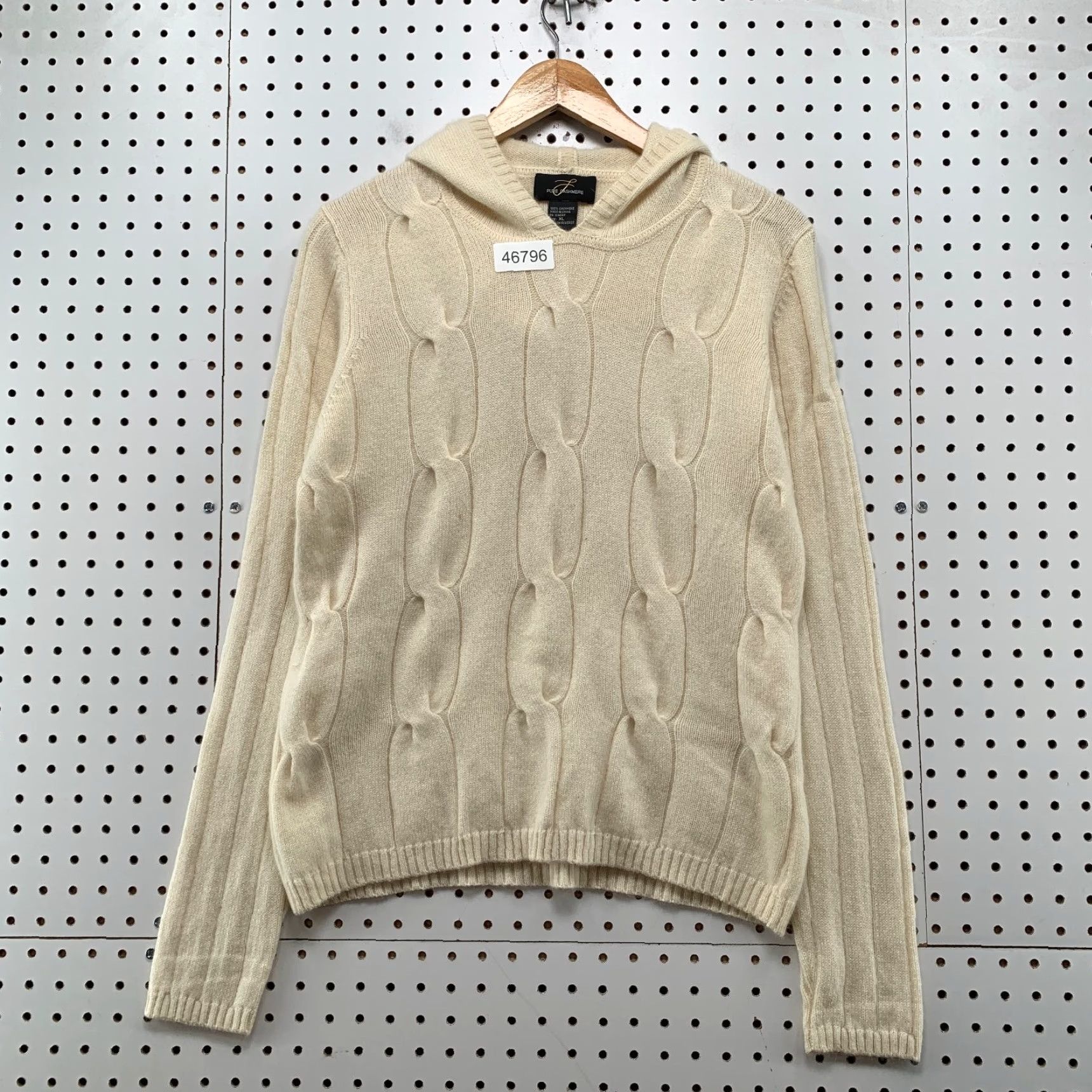 Vintage VINTAGE Pure Cashmere 100% Cashmere Sweater Hoodie Womens XL Beige Cable Knit Soft Size XL / US 12-14 / IT 48-50 - 2 Thumbnail