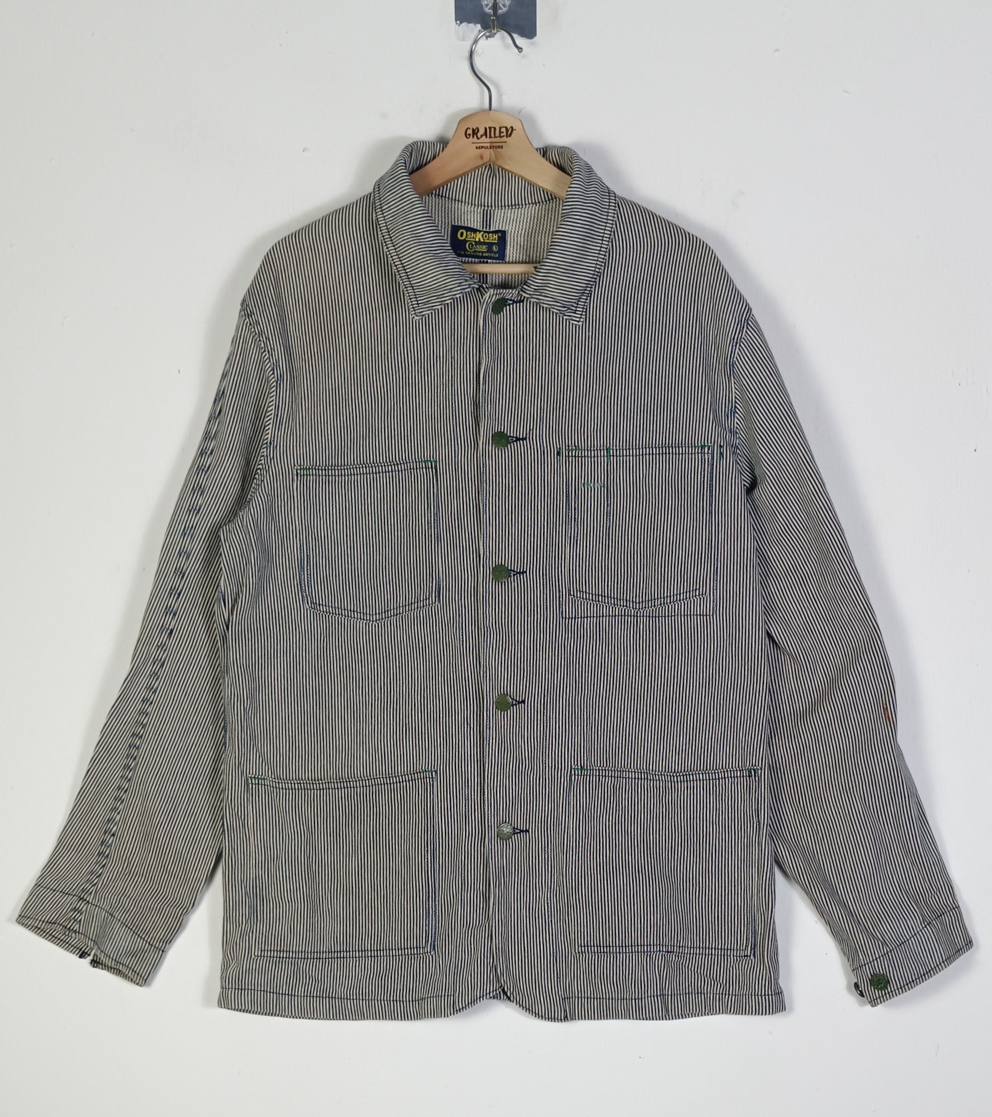 Oshkosh 💥Rare💥Oshkosh Classic Vintage Hickory Workers Chore Jacket Size US L / EU 52-54 / 3 - 1 Thumbnail