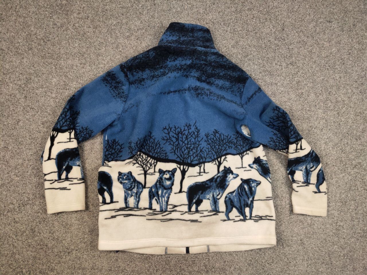 Japanese Brand 💙 Vintage 90's Fleece Zip Jacket Over Art Winter Wolf Hype Size US S / EU 44-46 / 1 - 14 Thumbnail