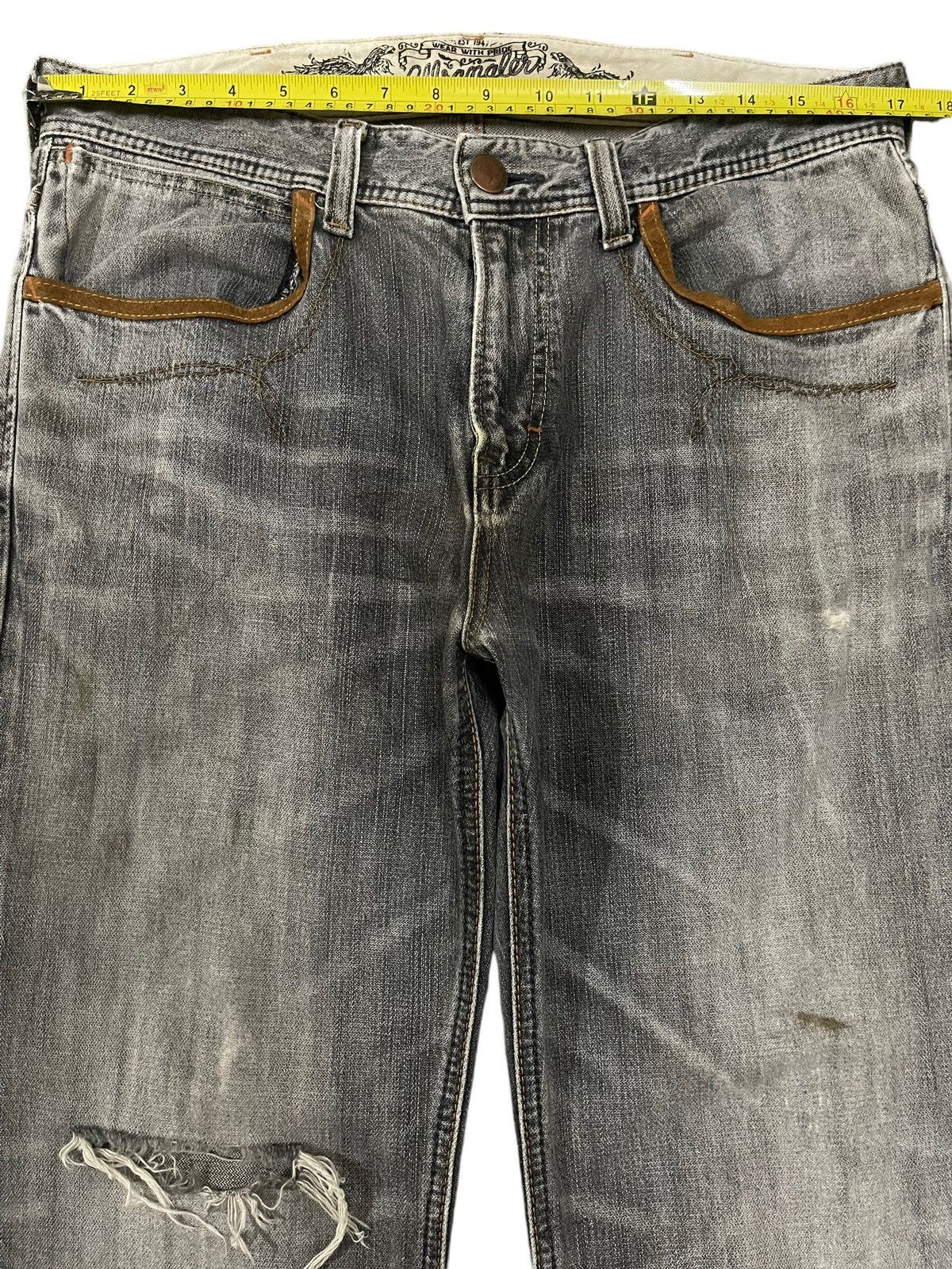Wrangler Vintage 90s Wrangler Faded Wash Distressed Wide Leg Jeans Size US 34 / EU 50 - 12 Thumbnail