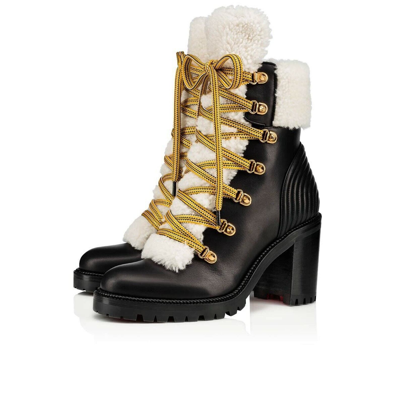 Christian Louboutin Christian Louboutin Yetita 70 Black Calf Leather Shearling Size US 5 / IT 35 - 1 Thumbnail