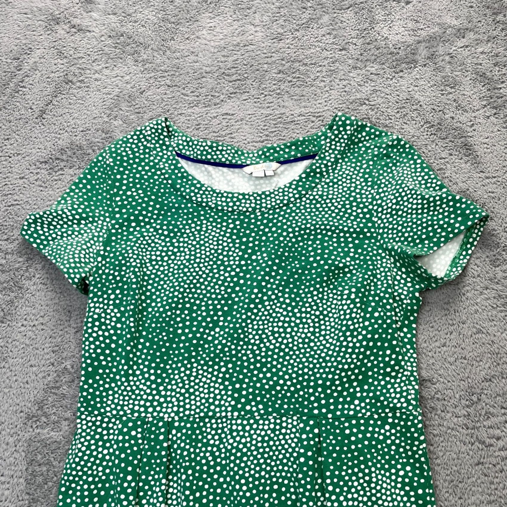 Boden Boden Dress Womens 10 Green Amelie Polka Dot Cotton Pleated Stretch Classic Polka Dot Shirt Dress Sleeves Short Green Womens 10 Casual Party/Cocktail Size L / US 10 / IT 46 - 5 Thumbnail