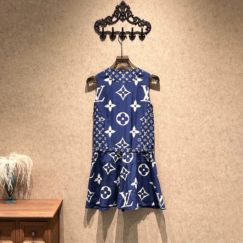 Louis Vuitton Louis Vuitton Sleeveless dress in blue full print dress Size XS / US 0-2 / IT 36-38 - 2 Thumbnail